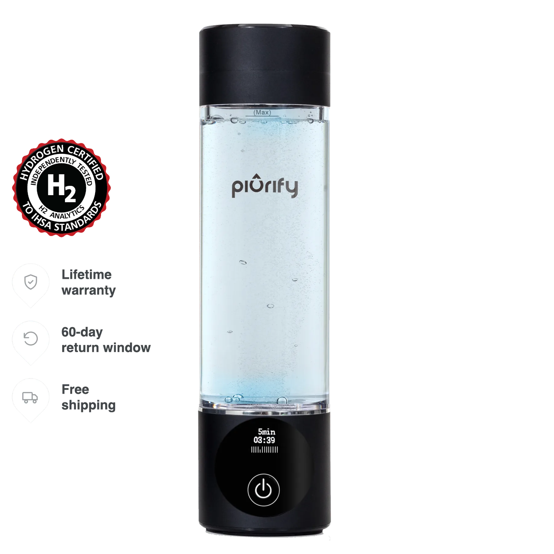 PIURIFY Hydrogenator Bottle Black